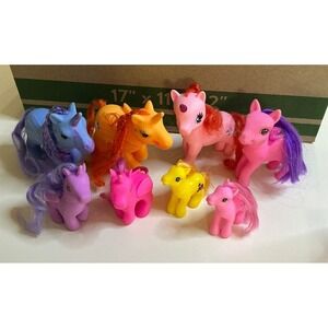 Lot of 8 Vintage Toy Unicorns Horses Mini Ponies Fakies Rainbow‎ Manes Figures
